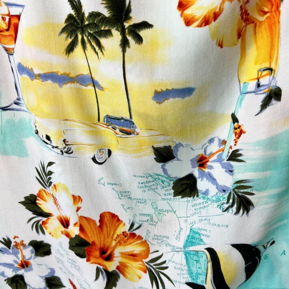 Crazy Horse Skirt Womens Size 14 Tropical Hawaiian Map Fish Wrap Zipper Resort - Picture 5 of 16